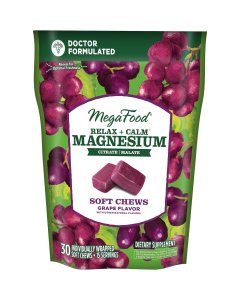 MegaFood Relax + Calm Magnesium Soft Chews Grape Flavor - Front view