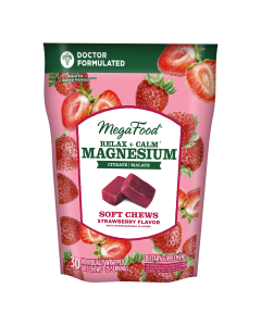 MegaFood Relax + Calm Magnesium Soft Chews Strawberry Flavor - Front view
