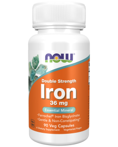 NOW Foods Iron 36 mg, Double Strength - 90 Veg Capsules