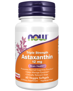 NOW Foods Astaxanthin 12 mg, Triple Strength - 60 Veggie Softgels