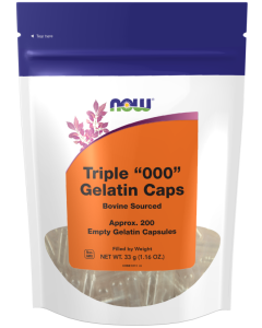 NOW Foods Empty Capsules, Gelatin, Triple "000" - 200 gel caps