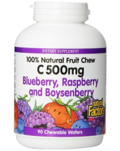 Natural Factors Vitamin C 500 mg Natural Fruit Chews, 90 Chewable Wafers