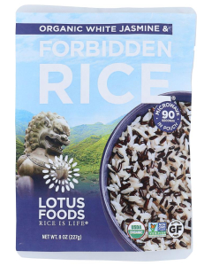 Lotus Foods Organic White Jasmine & Forbidden Rice Blend, Heat & Eat, 8 oz.