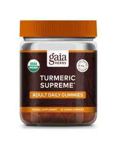 Gaia herbs organic vegan turmeric supreme adult daily gummies. 40 count.