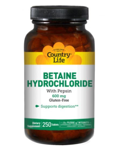 Country Life Betaine Hydrochloride, 250 Tablets
