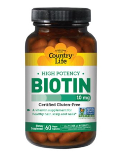 Country Life High Potency Biotin 10 Mg, 60 Vegetarian Capsules