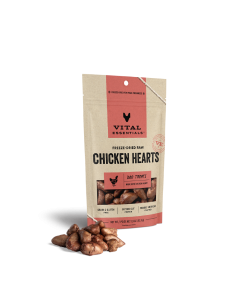 Vital Essentials Freeze Dried Chicken Heart Dog Treats- Front view