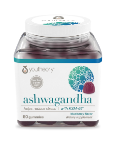 Youtheory Ashwagandha Gummies with KSM-66 Blueberry Flavor - Front view