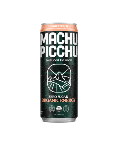 Machu Picchu Ginger Peach Zero Sugar Organic Energy Drink - Front view