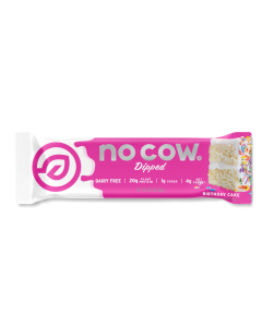 No Cow Dipped Birthday Cake Protein Bar - Front view