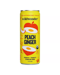Wildwonder Organic Peach Ginger Sparkling Drink - Front view