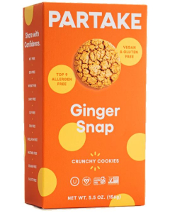 Partake Ginger Snap Crunchy Cookies, 5.5 oz.