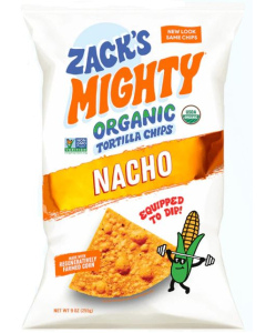 Zack's Mighty Fiery Nacho Rolled Tortilla Chips - Front view