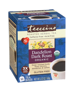 Teeccino Dandelion Dark Roast Herbal Tea, 10 Tea Bags