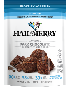 Hail Merry Dark Chocolate Coconut Cookie Dough Bites - front of the blue and white bag.