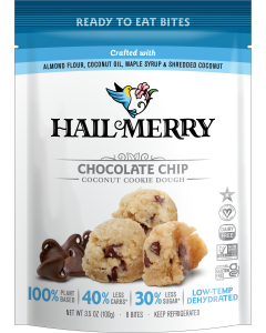 Hail Merry Chocolate Chip Cookie Dough Bites - Front of blue and white bag.