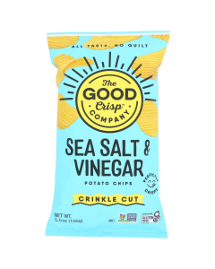 The Good Crisp Company Gluten Free Crinkle Cut Potato Chips, Sea Salt and Vinegar Flavor, 5.5 oz.