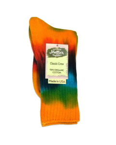 Maggie's Organic Cotton Crew Socks, Tie Dye Bold, Size 9-11