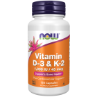 NOW Foods Vitamin D-3 & K-2 - 120 Capsules