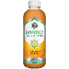 GT's Synergy Raw Kombucha in the California citrus flavor. In an orange-labeled, glass bottle.