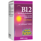Natural Factors B12 Methylcobalamin  5,000 mcg,  60 Sublingual Tablets