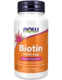 NOW Foods Biotin 5,000 mcg - 60 Veg Capsules