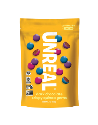 Unreal Dark Chocolate Crispy Quinoa Gems - Front view