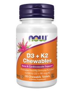 NOW Foods D3 + K2 - 90 Chewable Tablets