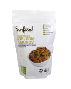 Sunfood Raw Organic Heirloom Shelled Almonds, 8 oz.