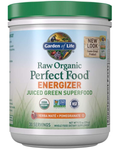 Garden of Life Raw Organic Perfect Food Energizer Powder, Pomegranate Yerba Mate Flavor, 9.8 oz.