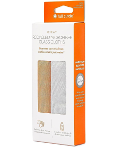 Full Circle Glass Cleaning Recycled Microfiber Cloths, Set of 2, Multicolor 