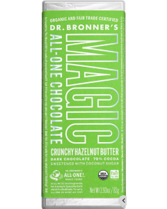 Dr. Bronner's Magic All-One Organic Oat Milk Chocolate Bar, Crunchy Hazelnut Butter, 2.93 oz.