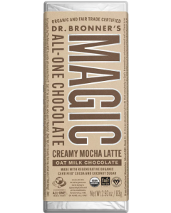 Dr. Bronner's Magic All-One Organic Oat Milk Chocolate Bar, Creamy Mocha Latte, 2.93 oz.