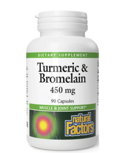 Natural Factors Turmeric And Bromelain 450 mg,  90 Capsules