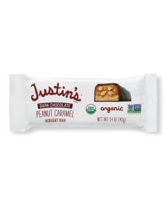 Justin's Dark Chocolate Peanut Caramel Nougat Candy Bars - Front view