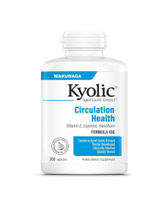 Kyolic Garlic Aged Formula 106 With Vitamin E And Hawthorn, 300 Capsules - Front view