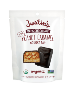 Justin's Mini Dark Chocolate Peanut Caramel Nougat Candy Bars - Front view