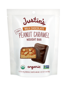 Justin's Mini Milk Chocolate Peanut Caramel Nougat Candy Bars - Front view
