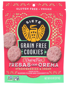 Siete Grain Free Cookies, Fresas Con Crema Strawberries & Cream, 4.5 oz.