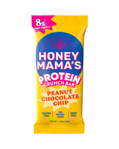 Honey Mama's Peanut Chocolate Chip Protein Crunch Bar - Front view
