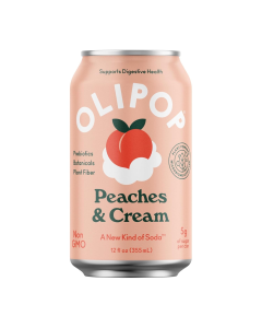 Olipop Peaches & Cream Prebiotic Soda - Front view
