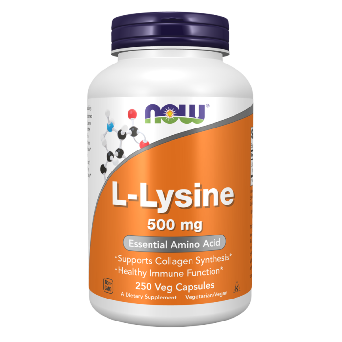 NOW Foods L-Lysine 500 mg - 250 Veg Capsules