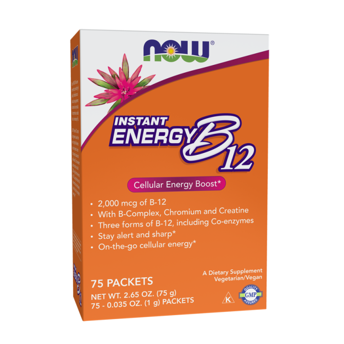 NOW Foods Instant Energy B-12 (2,000 mcg of B-12 per packet) - 75 Packets