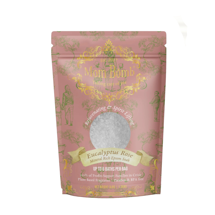 Mom Bomb Eucalyptus Rose Epsom Salt Bath Soak - Front view