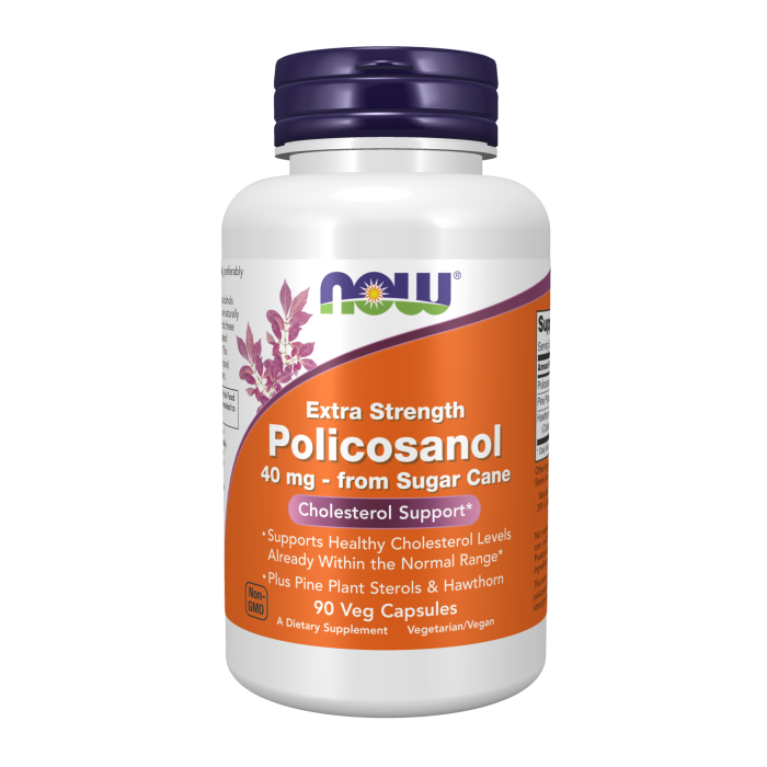 NOW Foods Policosanol, Extra Strength 40 mg - 90 Veg Capsules