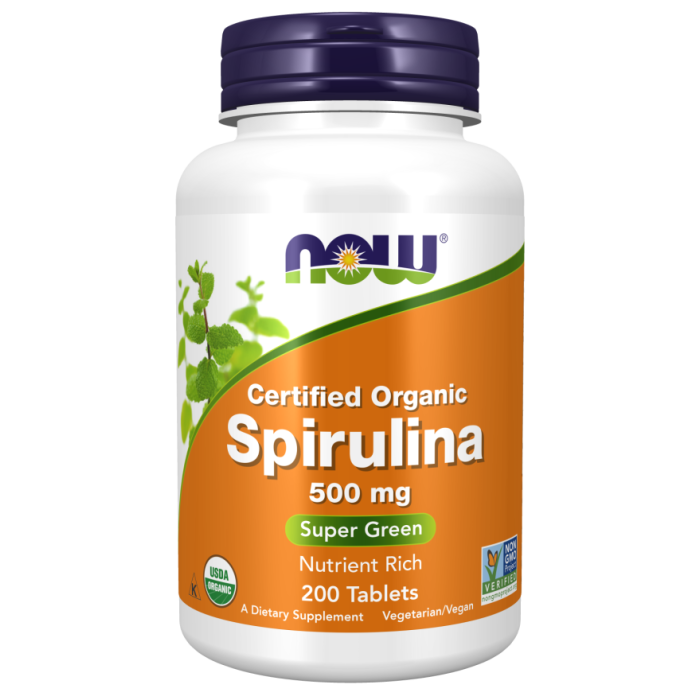 NOW Foods Spirulina, Organic 500 mg - 200 Tablets