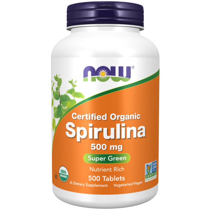 NOW Foods Spirulina, Organic 500 mg - 500 Tablets