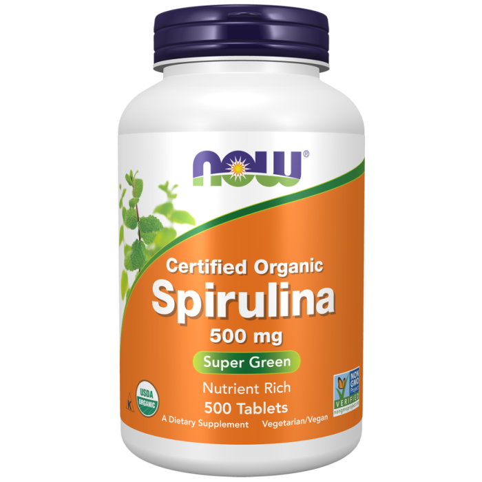 NOW Foods Spirulina, Organic 500 mg - 500 Tablets