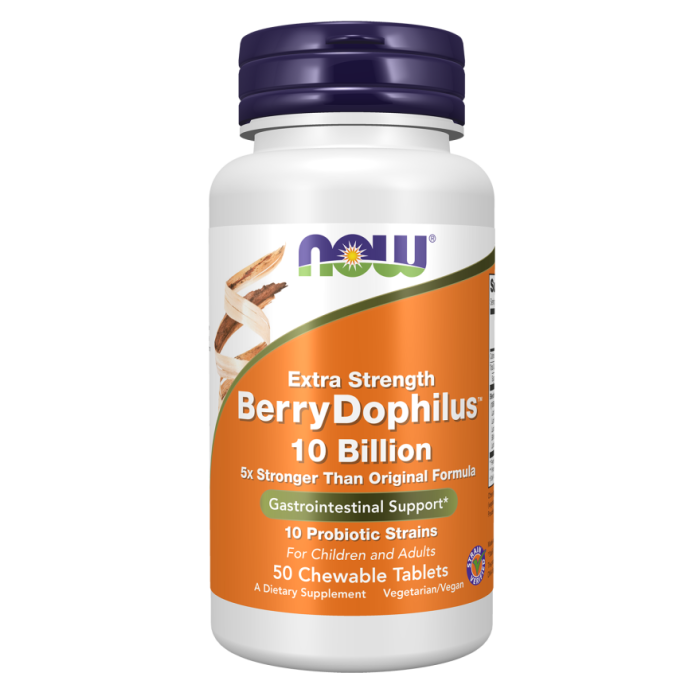 NOW Foods BerryDophilus™, Extra Strength 10 Billion – 50 Chewable Tablets