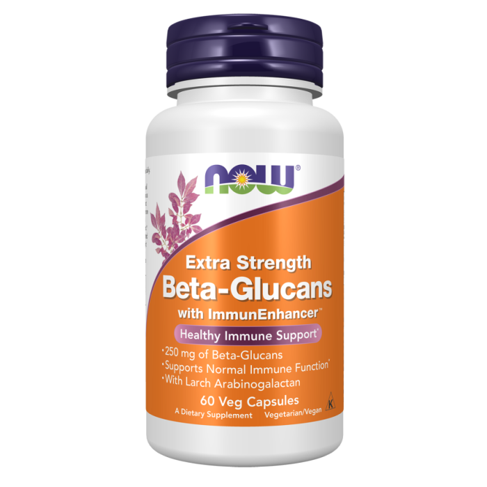 NOW Foods Beta-Glucans with ImmunEnhancer™, Extra Strength - 60 Veg Capsules